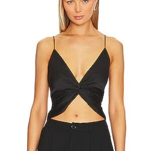 Revolve MORE TO COME Anais Black Twist Front Top | NWT | Small